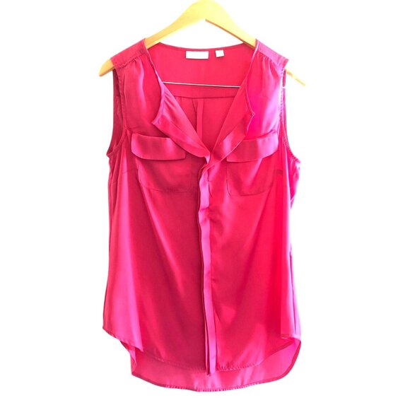 NEW YORK & CO. WOMEN'S MAGENTALIGHT WEIGHT PULLOVER V-NECK TOP SIZE MEDIUM - Picture 1 of 7